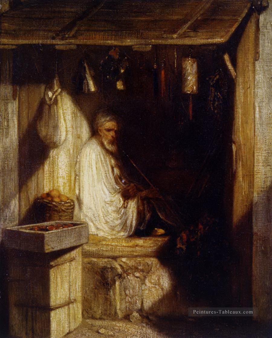 Le marchand turc fumant dans sa boutique Alexandre Gabriel Decamps orientaliste Peintures à l'huile